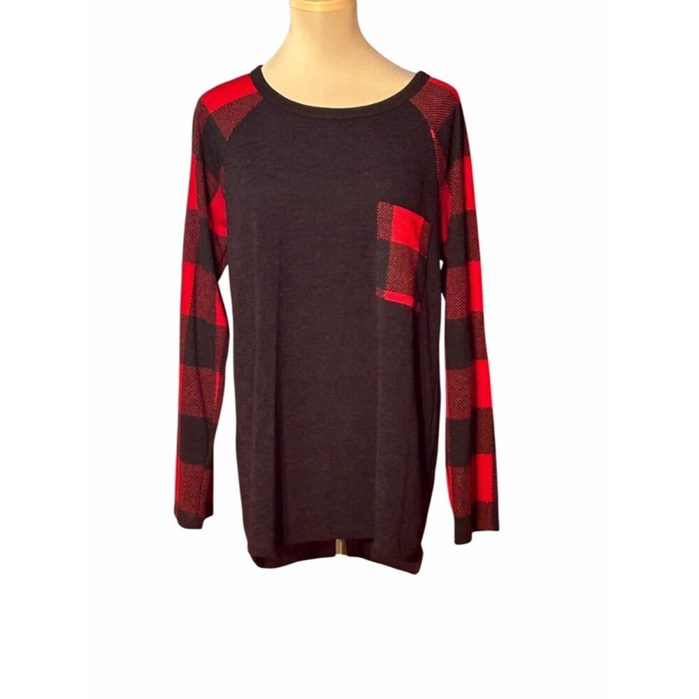 HEIMISH USA Black Buffalo Plaid Long Sleeve Top Size L